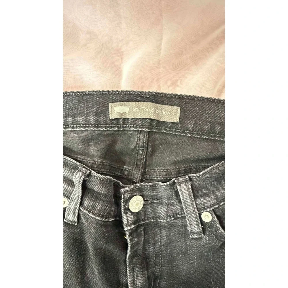 Levis 524 Too Superlow Jeans Womens 9M W29 L32 Faded Black Straight Leg Y2K